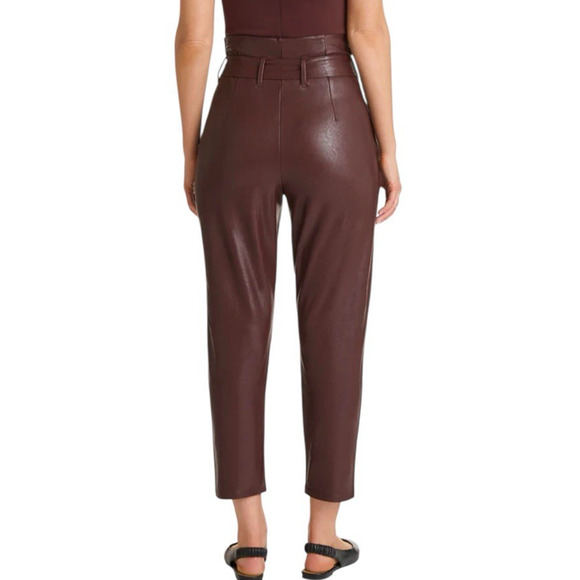 Commando Vegan Faux Leather Paperbag Pants Size Medium Ox Blood Red Grunge‎ Fall - Picture 8 of 16